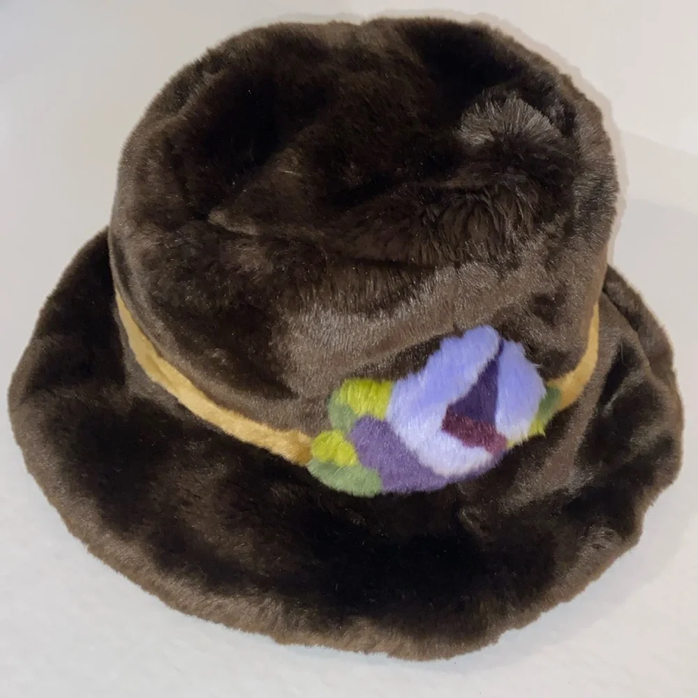 Summer Tompkins Multicolored Unique Faux Fur Unisex Bucket Hat Size OS